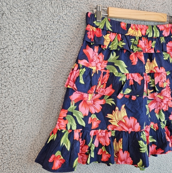 Walter Baker Womens Christie Skirt Sz XL Red Pink Tropical Floral Print Vacation - Picture 4 of 8